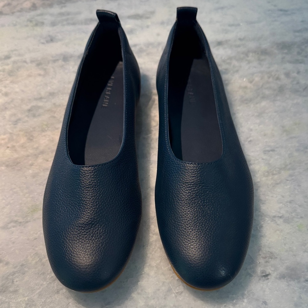 Everlane Navy Leather Ballet Flats